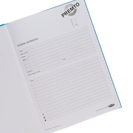 ■ Premto - A4 160pg Hardcover Notebook - Printer Blue by Premto on Schoolbooks.ie