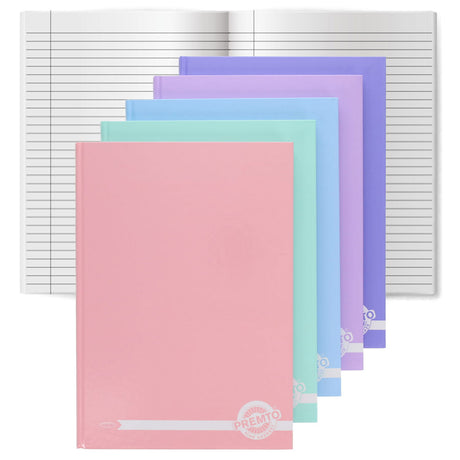 Premto Pastel - A4 160 Page Hardcover Notebooks - Pack of 5 by Premto on Schoolbooks.ie