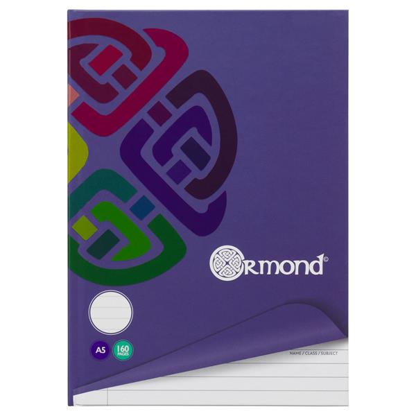 Ormond - A5 160 Page Hardcover Notebooks - Pack of 5 by Ormond on Schoolbooks.ie