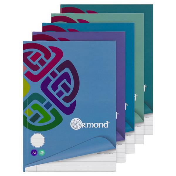 Ormond - A5 160 Page Hardcover Notebooks - Pack of 5 by Ormond on Schoolbooks.ie