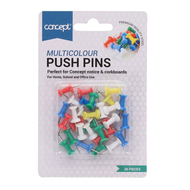 Concept - 30 Coloured Push Pins by Concept on Schoolbooks.ie