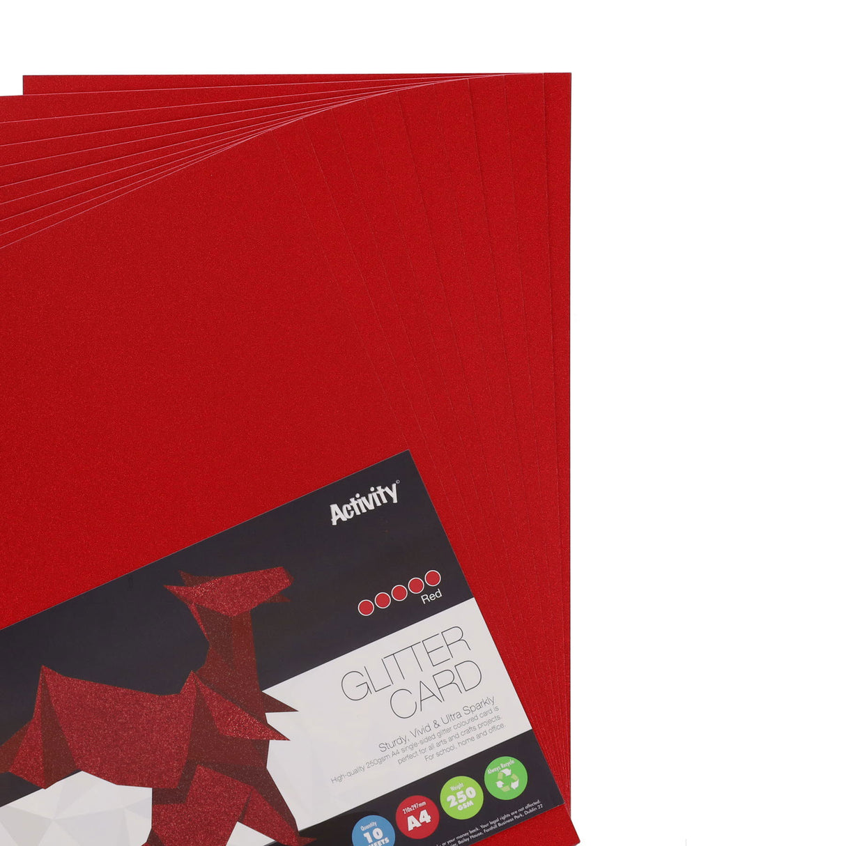 Premier Activity - Glitter Card - A4 - 250gsm - 10 Sheets - Red by Premier Activity on Schoolbooks.ie