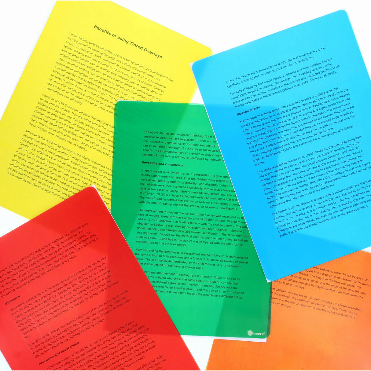 Ormond - Tinted Overlays - A4 - Packet of 6 by Ormond on Schoolbooks.ie
