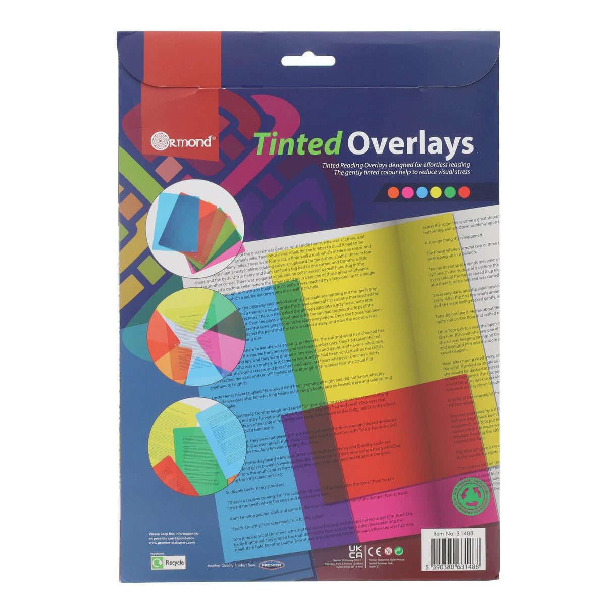 Ormond - Tinted Overlays - A4 - Packet of 6 by Ormond on Schoolbooks.ie