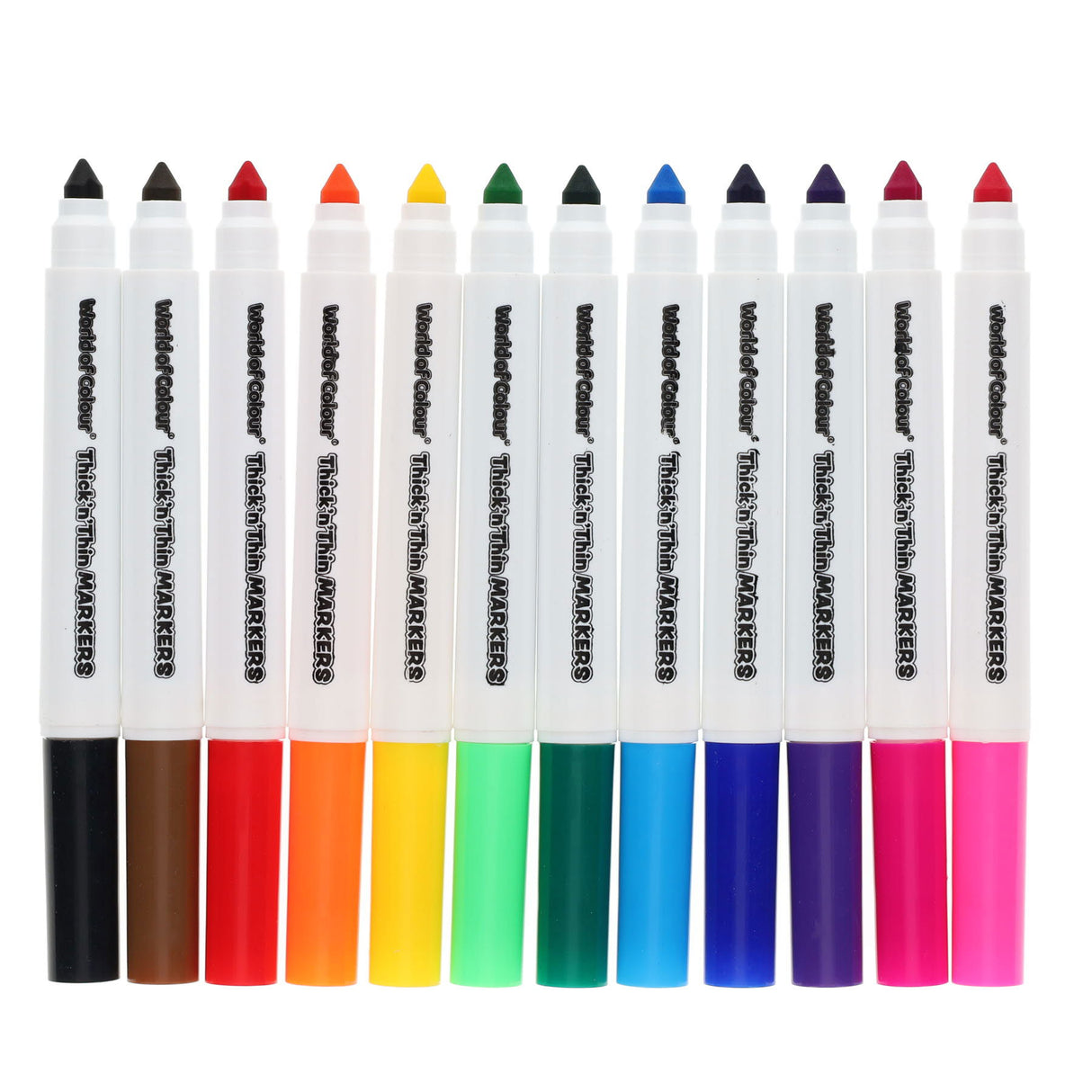 World of Colour - Thick'N'Thin Washable Markers - Pack of 12 by World of Colour on Schoolbooks.ie