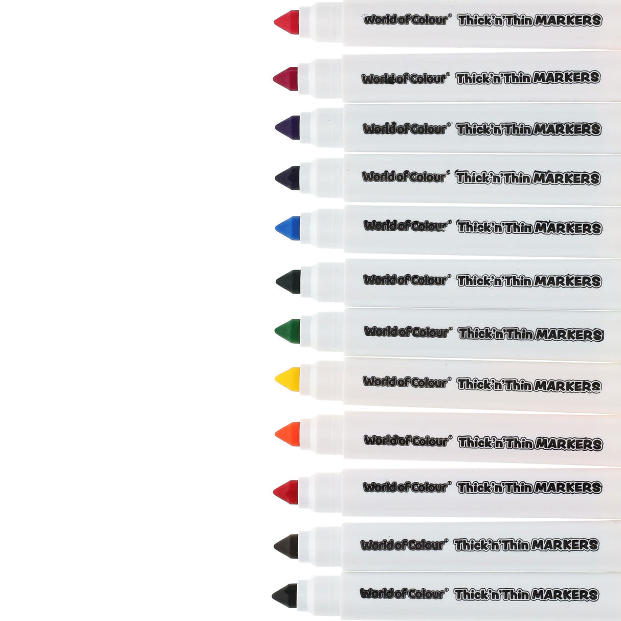 World of Colour - Thick'N'Thin Washable Markers - Pack of 12 by World of Colour on Schoolbooks.ie