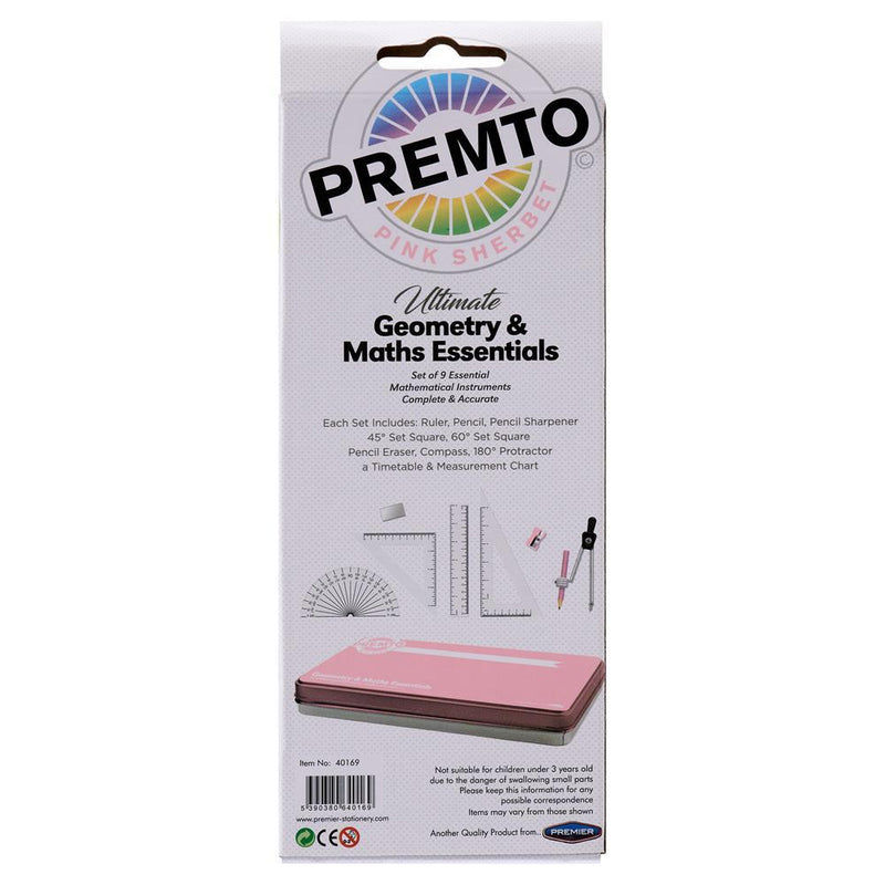 Premto - Maths Set - 9 Piece - Pink Sherbet by Premto on Schoolbooks.ie