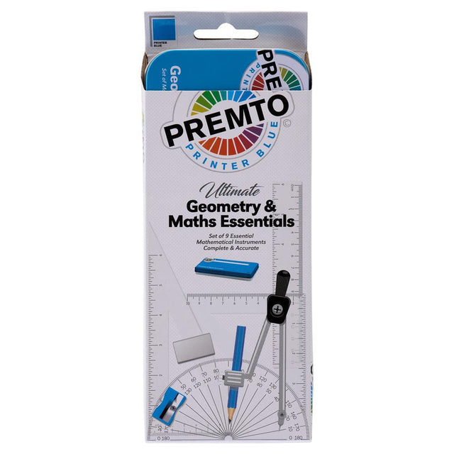 Premto - Maths Set - 9 Piece - Printer Blue by Premto on Schoolbooks.ie