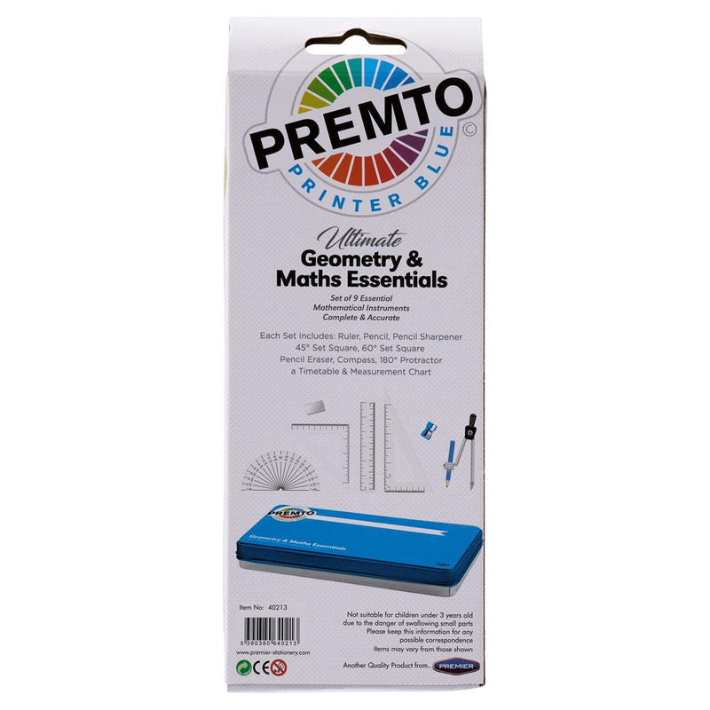 Premto - Maths Set - 9 Piece - Printer Blue by Premto on Schoolbooks.ie