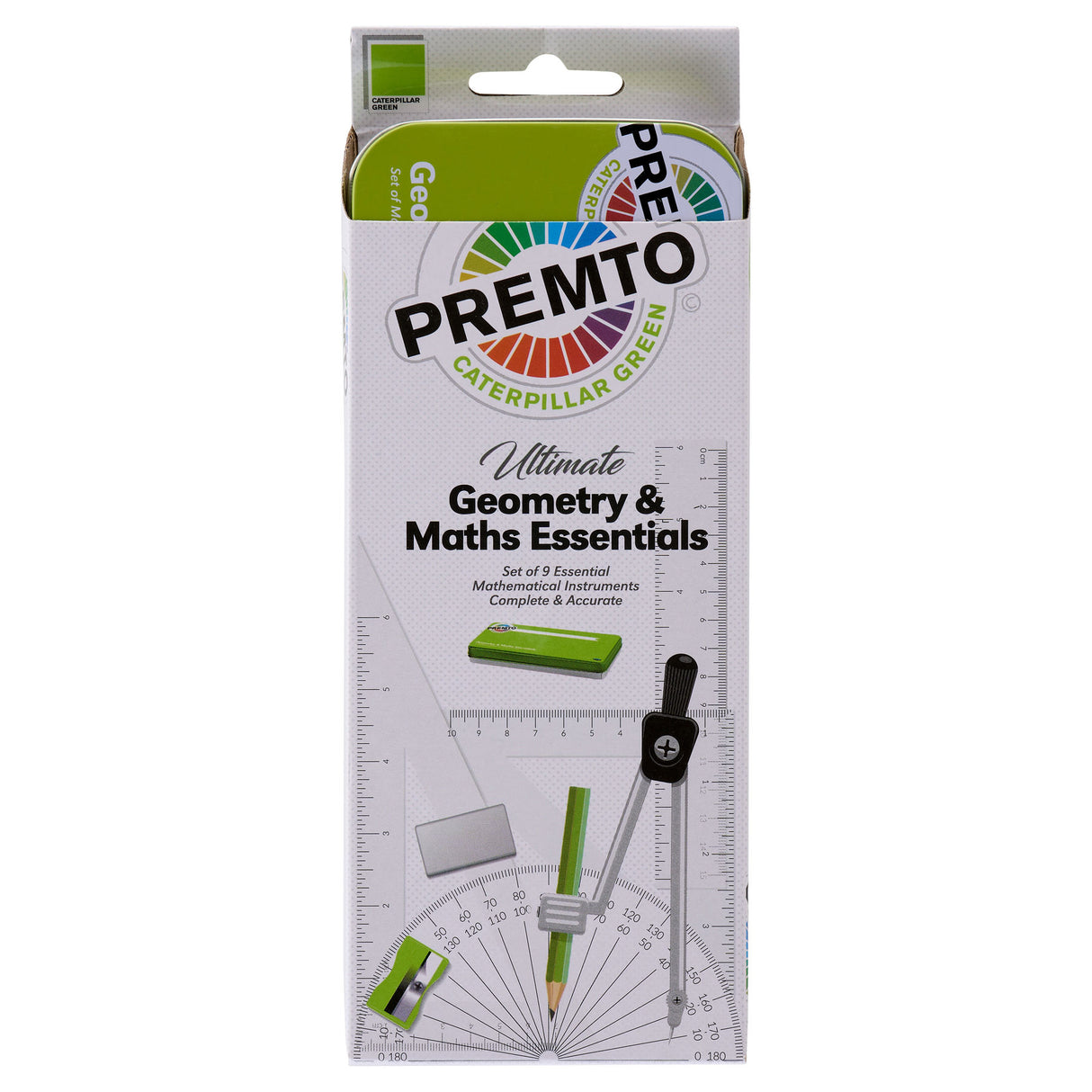 Premto - Maths Set - 9 Piece - Caterpillar Green by Premto on Schoolbooks.ie