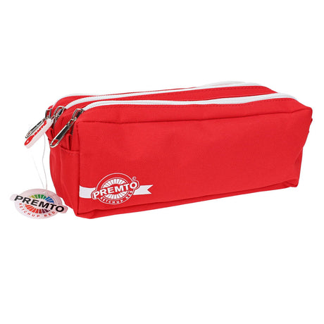 Premto - Pencil Case - 3 Pocket - Ketchup Red by Premto on Schoolbooks.ie