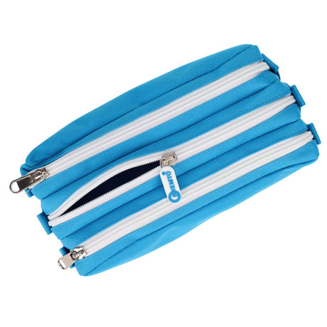 Premto - Pencil Case - 3 Pocket - Printer Blue by Premto on Schoolbooks.ie