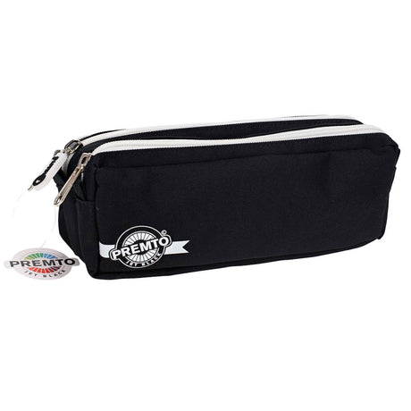 Premto - Pencil Case - 3 Pocket - Jet Black by Premto on Schoolbooks.ie