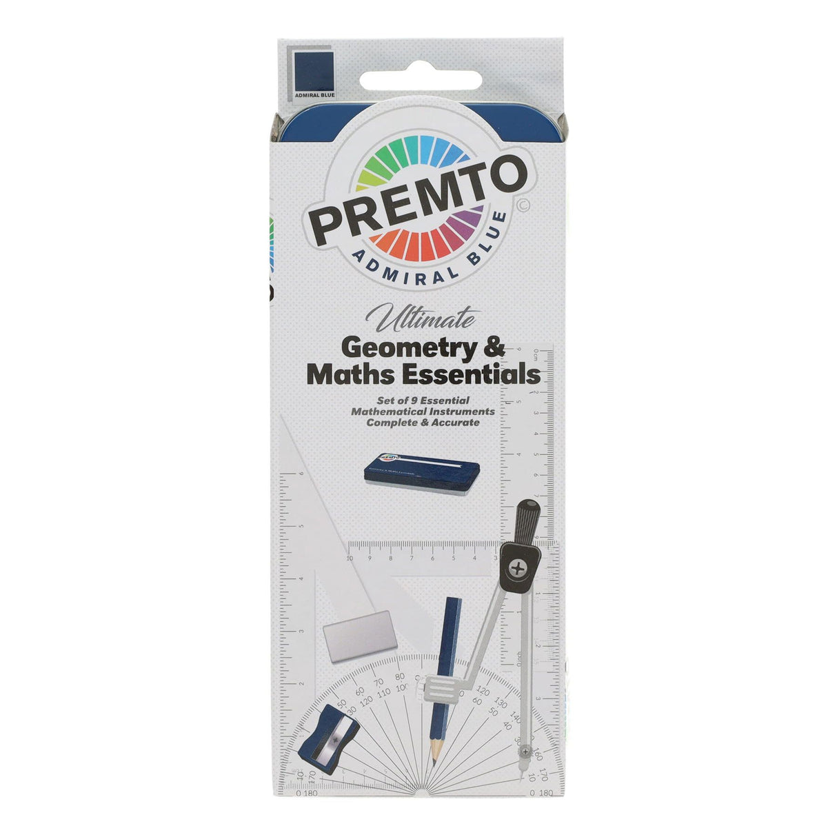 Premto - Maths Set - 9 Piece - Admiral Blue by Premto on Schoolbooks.ie