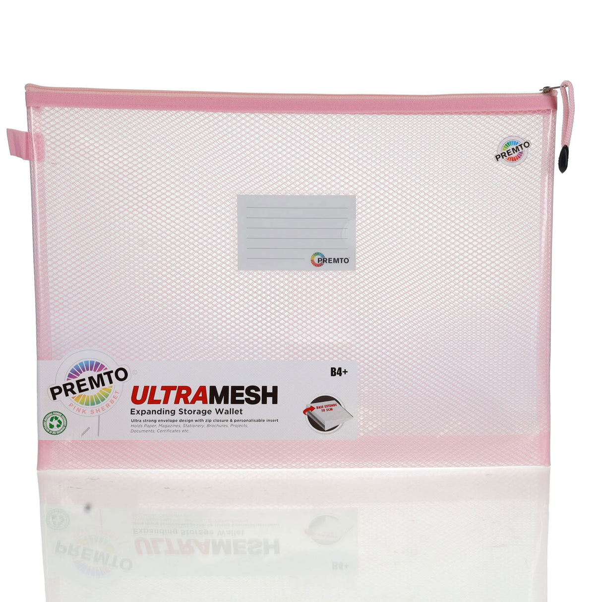 Premto - B4+ Ultramesh Expanding Wallet - Pink Sherbet by Premto on Schoolbooks.ie