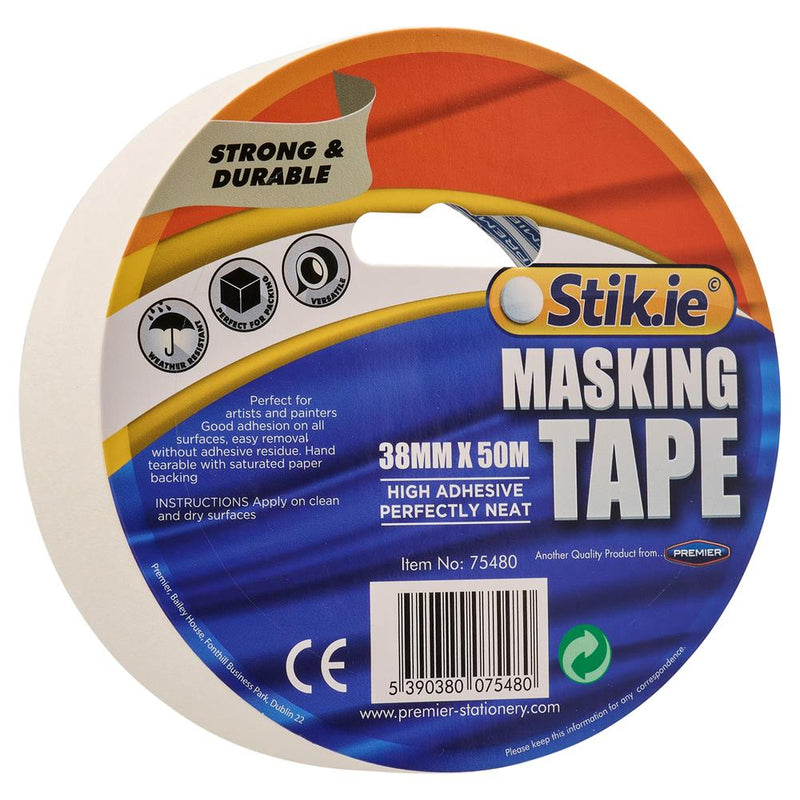 Stik-ie Roll Masking Tape - 50m X 38mm by Stik-ie on Schoolbooks.ie