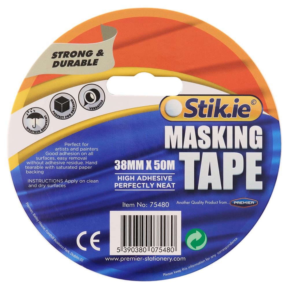 Stik-ie Roll Masking Tape - 50m X 38mm by Stik-ie on Schoolbooks.ie