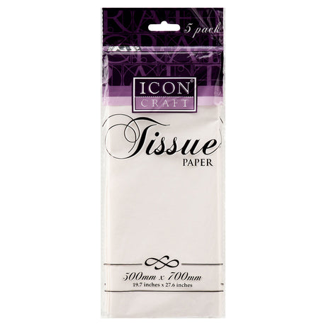 Icon Craft - Tissue Paper - White - Pack of 5 by Icon on Schoolbooks.ie