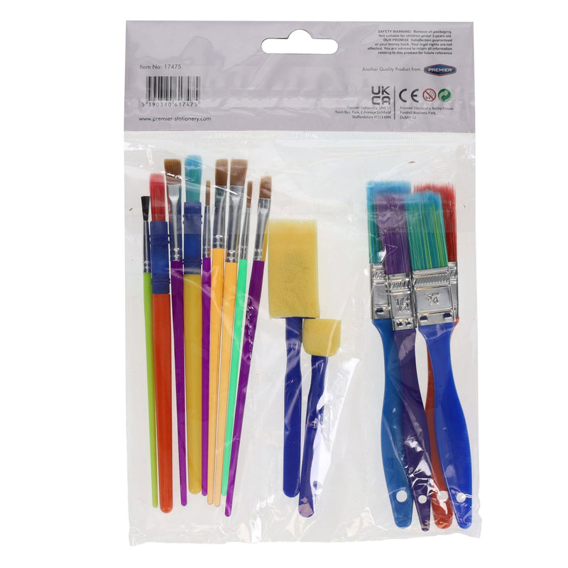 15 Colourful Paint Brushes & Sponges Set by World of Colour on Schoolbooks.ie
