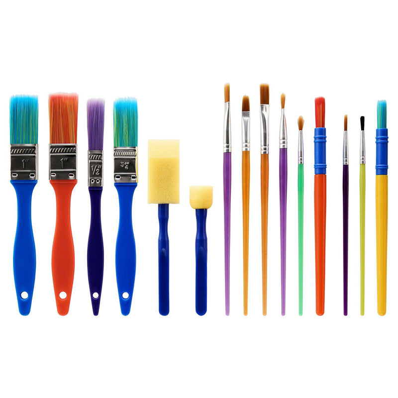 15 Colourful Paint Brushes & Sponges Set by World of Colour on Schoolbooks.ie