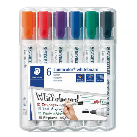 Staedtler - Lumocolor Whiteboard Marker - Bullet Tip - Box of 6 - Assorted Colours by Staedtler on Schoolbooks.ie