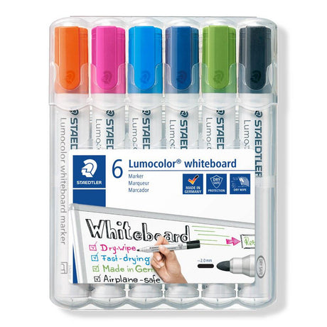 Staedtler - Lumocolor Whiteboard Marker - Bullet Tip - Box of 6 - Assorted Colours by Staedtler on Schoolbooks.ie