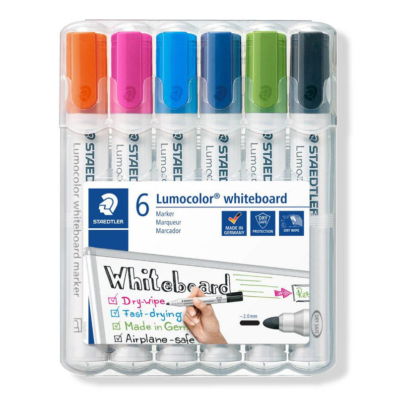 Staedtler - Lumocolor Whiteboard Marker Bullet Tip Wallet of 6 - Assorted Colours by Staedtler on Schoolbooks.ie