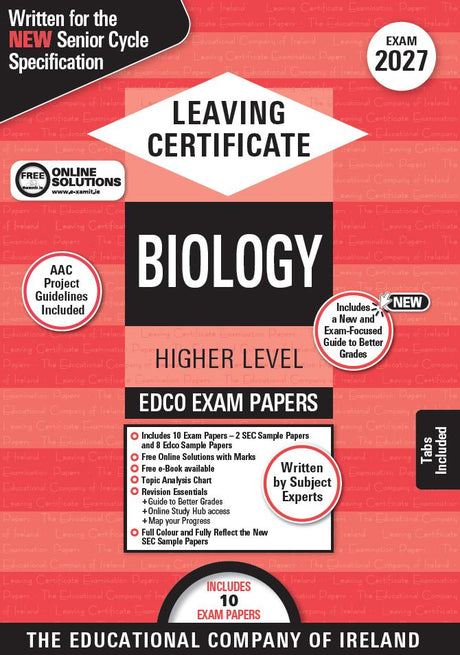 Exam Papers - Leaving Cert - Biology - Higher Level - Exam 2027 by Edco on Schoolbooks.ie