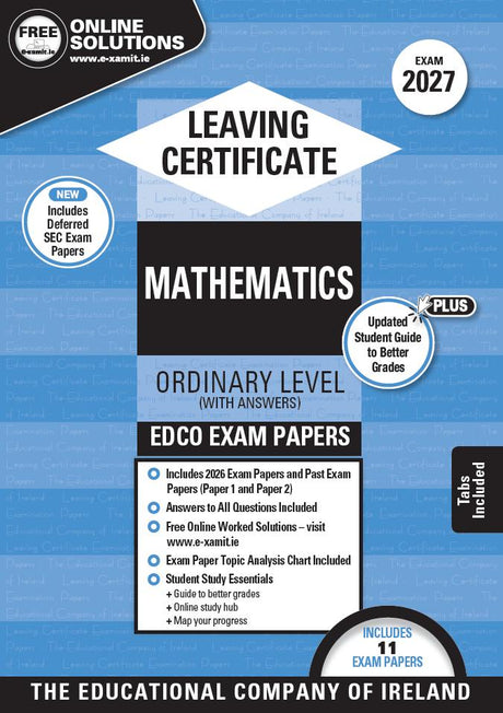Exam Papers - Leaving Cert - Maths - Ordinary Level - Solutions Booklet - Exam 2027 by Edco on Schoolbooks.ie