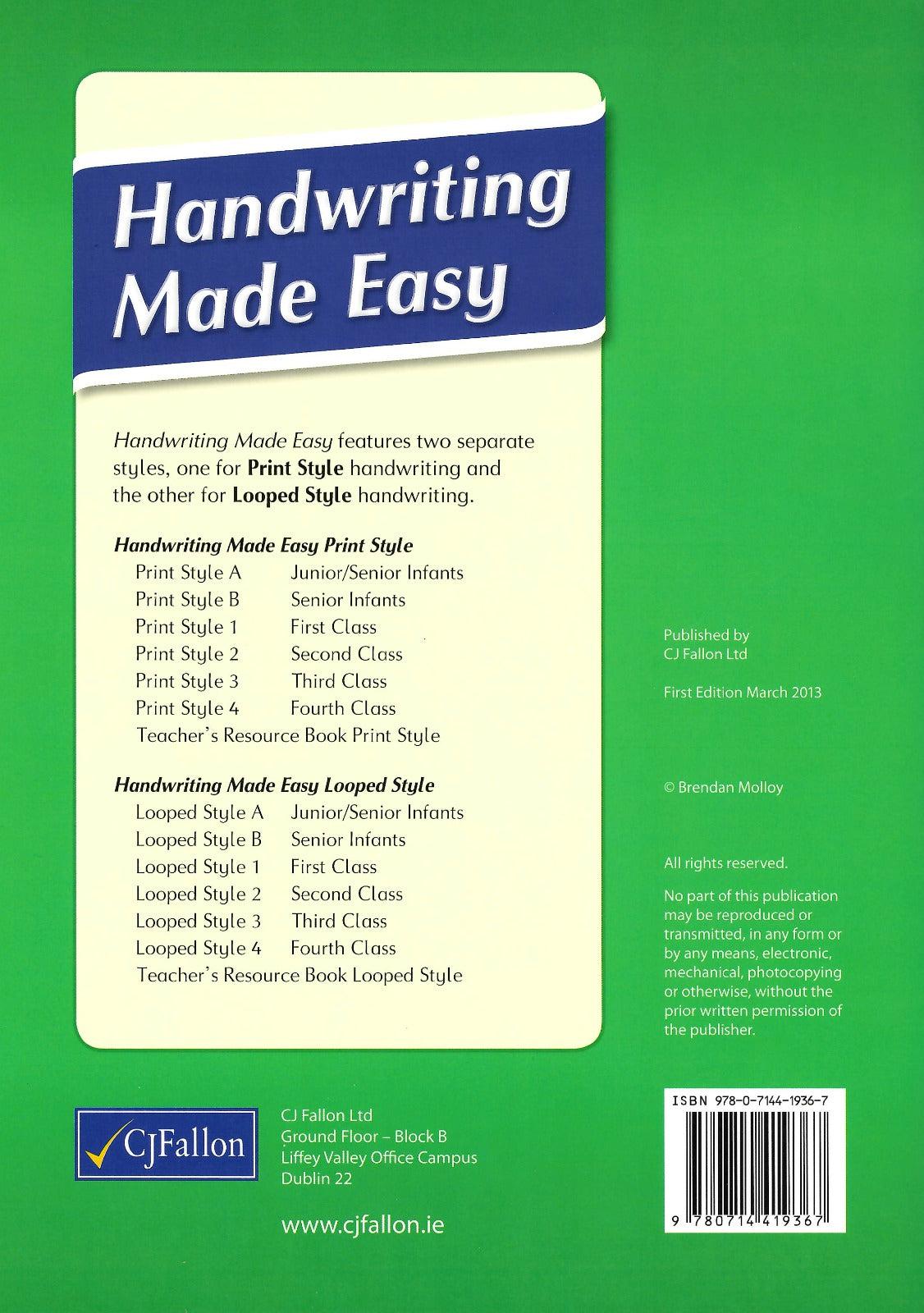 Handwriting Made Easy - Print Style 4 by CJ Fallon on Schoolbooks.ie