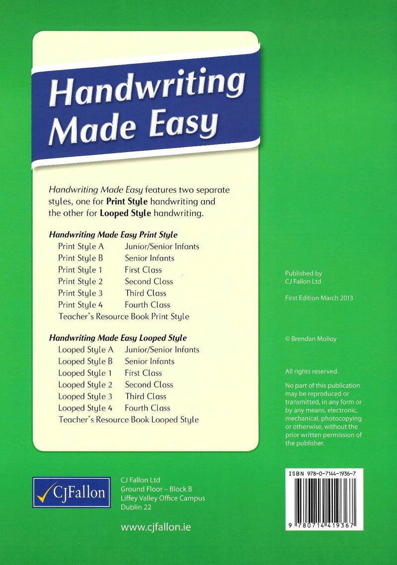 Handwriting Made Easy - Print Style 4 by CJ Fallon on Schoolbooks.ie