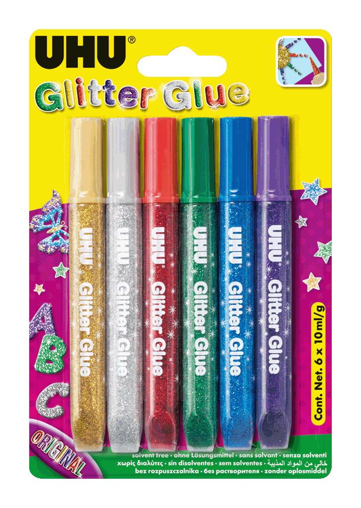 UHU - Glitter Glue - 6 X 10ML