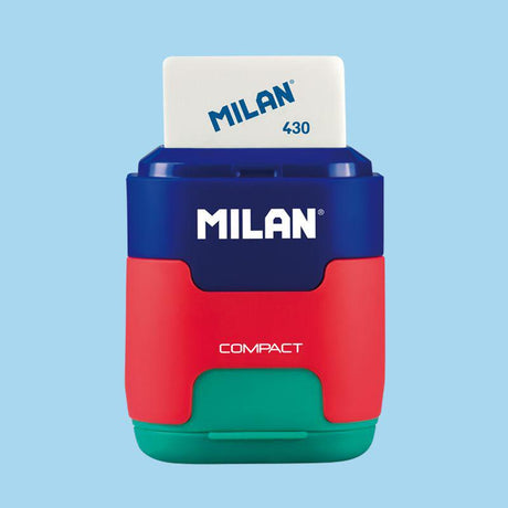 Milan - Capsule Compact Mix - Twin Hole Sharpener and Eraser - Assorted Colours by Milan on Schoolbooks.ie