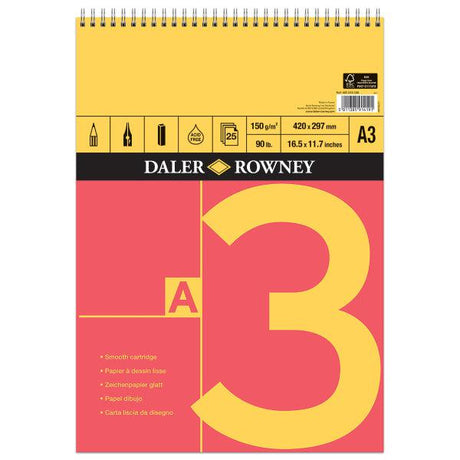 Daler Rowney - A3 Red and Yellow Spiral Bound Sketch Pad - 25 Sheets - 150gsm by Daler Rowney on Schoolbooks.ie