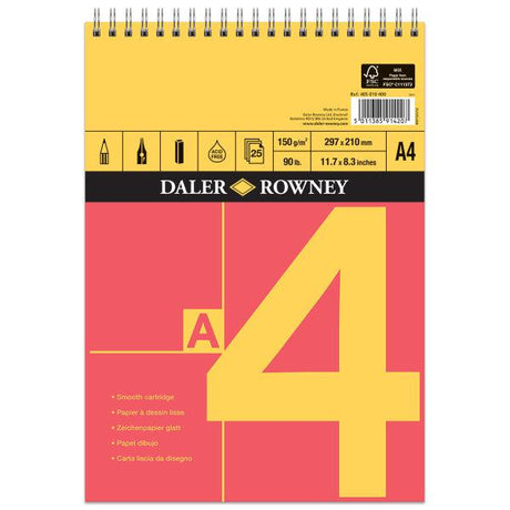 ■ Daler Rowney - A4 Red and Yellow Spiral Bound Sketch Pad - 25 Sheets - 150gsm by Daler Rowney on Schoolbooks.ie