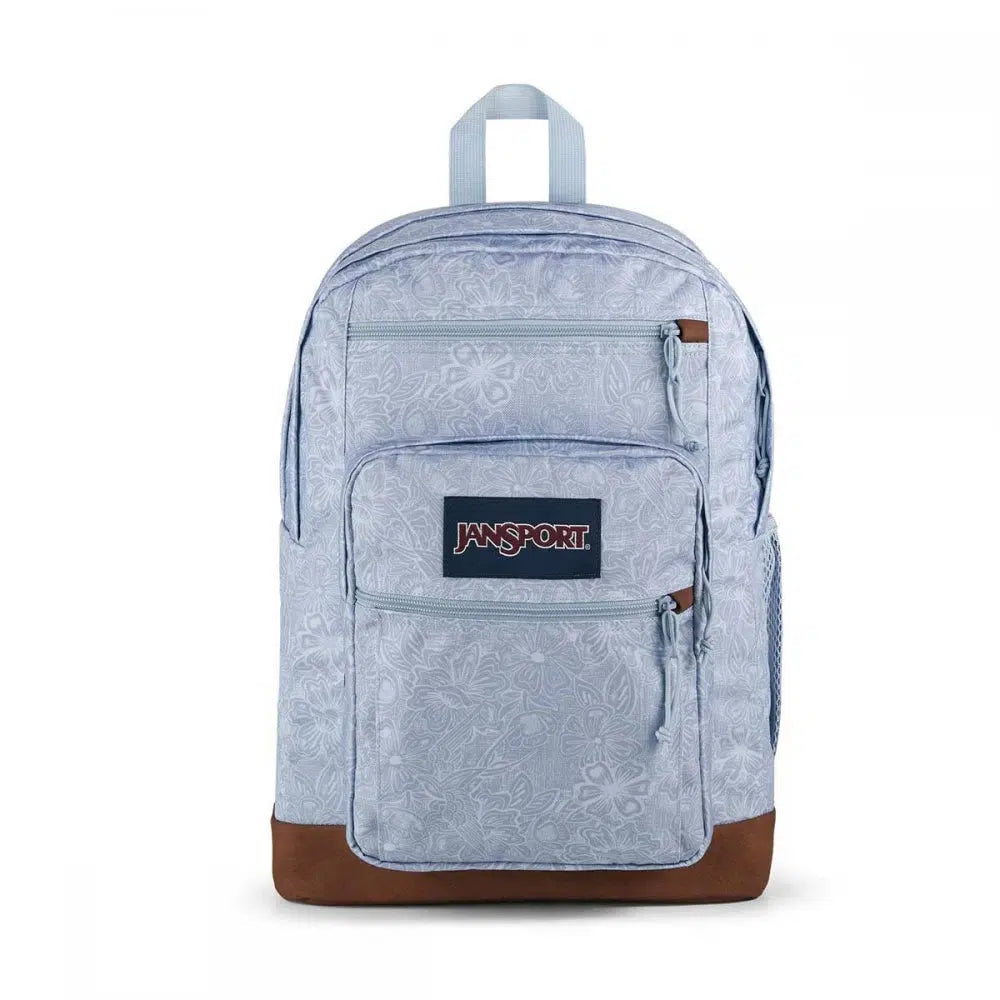 White jansport backpack with top flowers