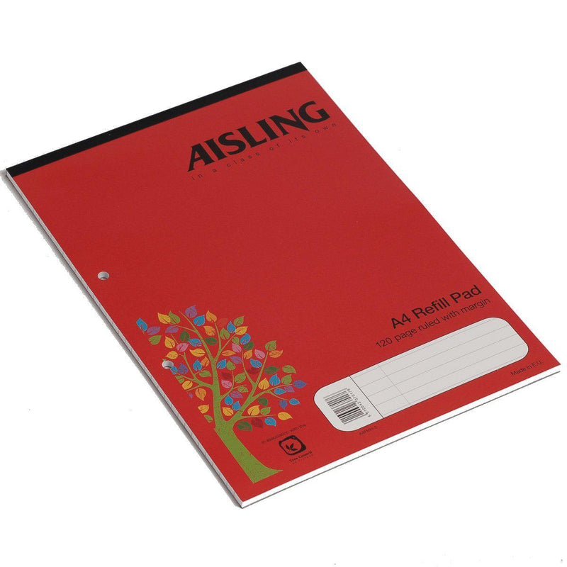 Aisling Refill Pad 120 Page - A4FMH - Red by Aisling on Schoolbooks.ie