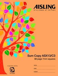 Aisling Sum Copybook - 7mm Squares - 88 Page - ASX13/C3 by Aisling on Schoolbooks.ie