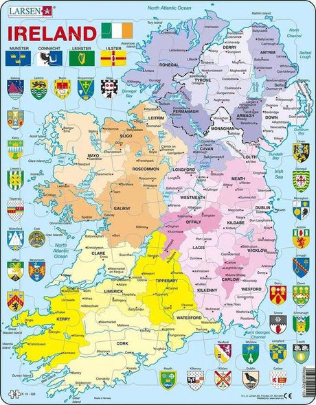 Éire Political Map - Card Puzzle by An Gum on Schoolbooks.ie