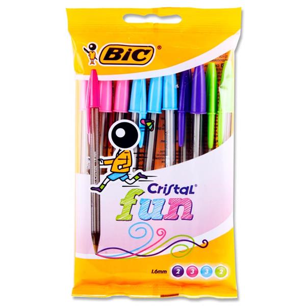 BIC - Packet of 10 Cristal Ballpoint Pens - Fun by BIC on Schoolbooks.ie