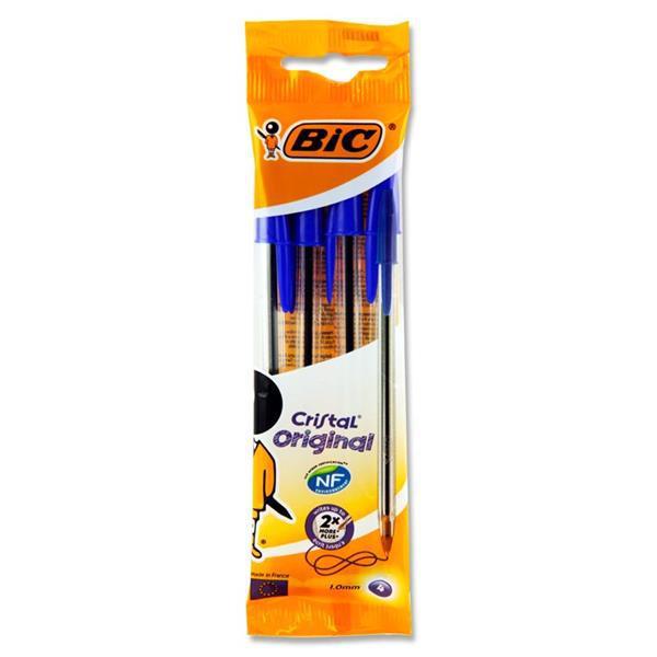 BIC - Packet of 4 Cristal Original Ballpoint Pens - Blue by BIC on Schoolbooks.ie