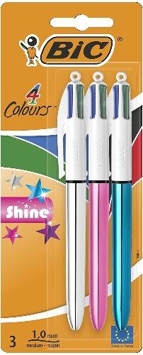 BIC - 3 x 4 Colour Ballpoint Pens - Shine by BIC on Schoolbooks.ie
