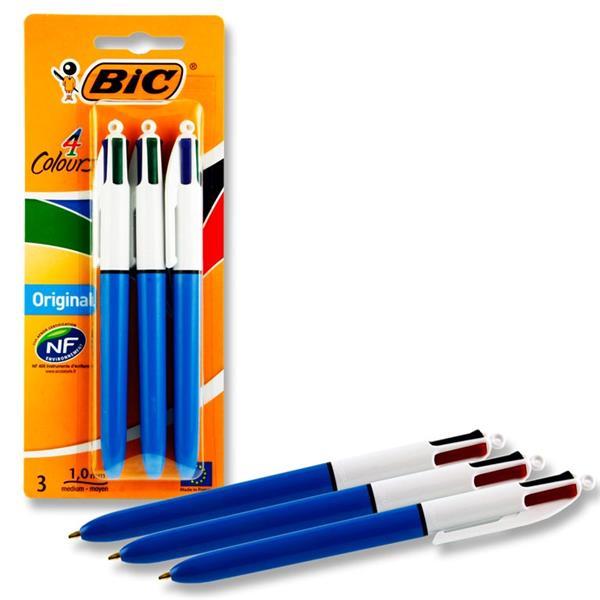 BIC - Card 3 Original 4 Colour Retractable Biros by BIC on Schoolbooks.ie