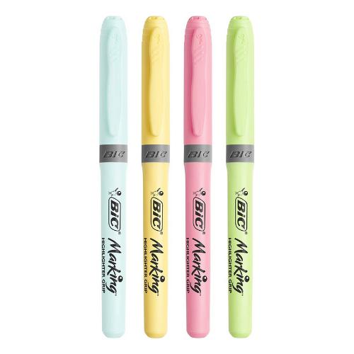 BIC - Card 4 Highlighter Grip Highlighters - Pastel by BIC on Schoolbooks.ie