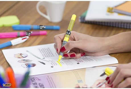 BIC - Card 5 Assorted 3.4mm Grip Highlighter Pens by BIC on Schoolbooks.ie