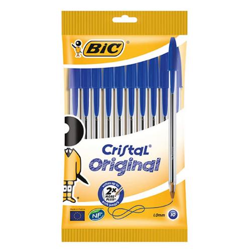 BIC - Packet of 10 Cristal Ballpoint Pens - Blue by BIC on Schoolbooks.ie