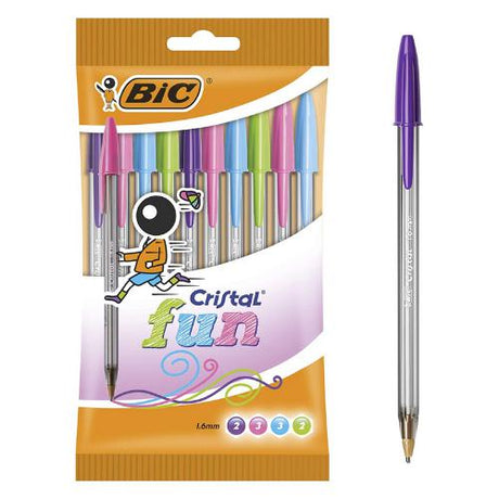 BIC - Packet of 10 Cristal Ballpoint Pens - Fun by BIC on Schoolbooks.ie