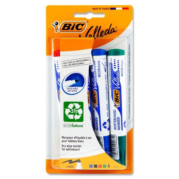 Bic - Velleda Card 4 Bullet Tip Whiteboard Marker - Assorted Colours by BIC on Schoolbooks.ie