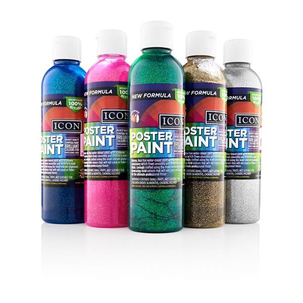 Icon 300ml Glitter Poster Paint - Silver by Icon on Schoolbooks.ie