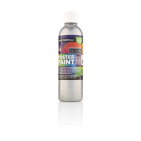 Icon 300ml Glitter Poster Paint - Silver by Icon on Schoolbooks.ie